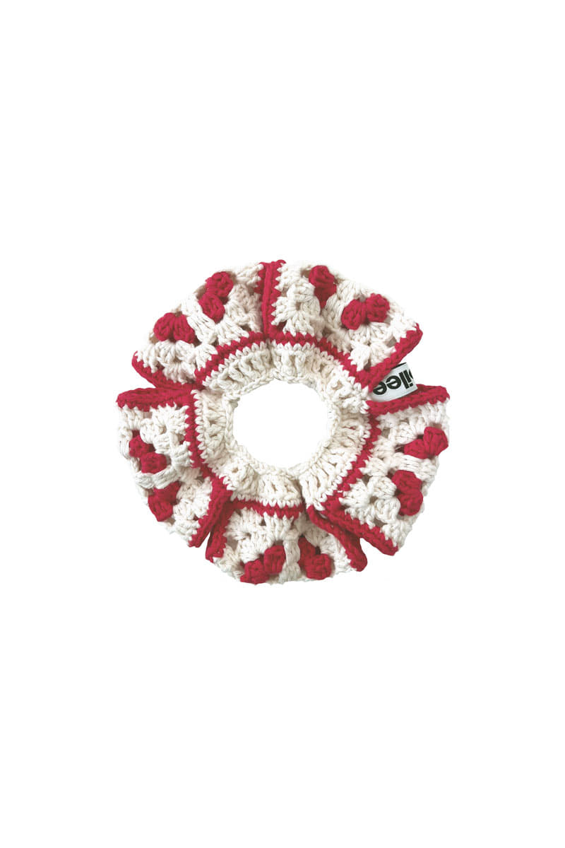 Flor Crochet Scrunchie _ Noon (Red)