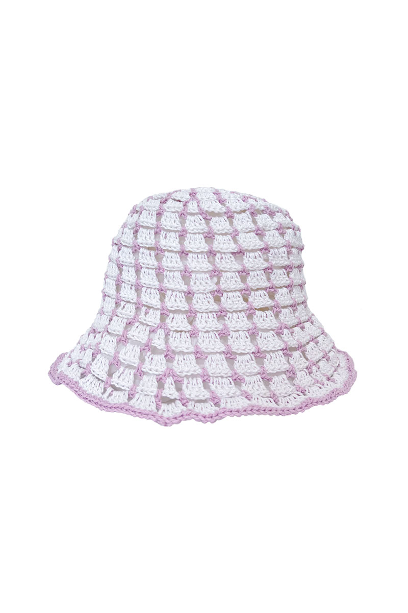 Web Summer Bucket Hat (White &amp; Lavender)
