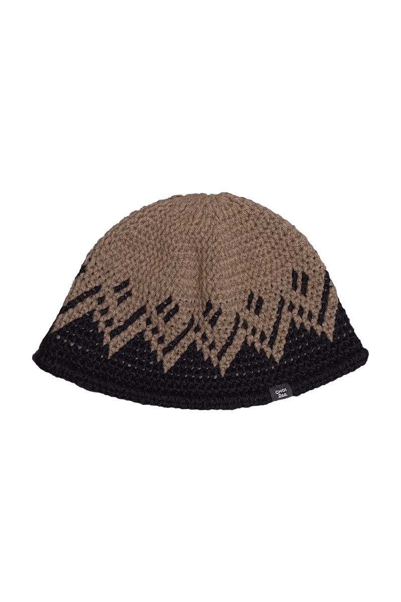 Snow Crochet Beanie (Black&amp;Brown)