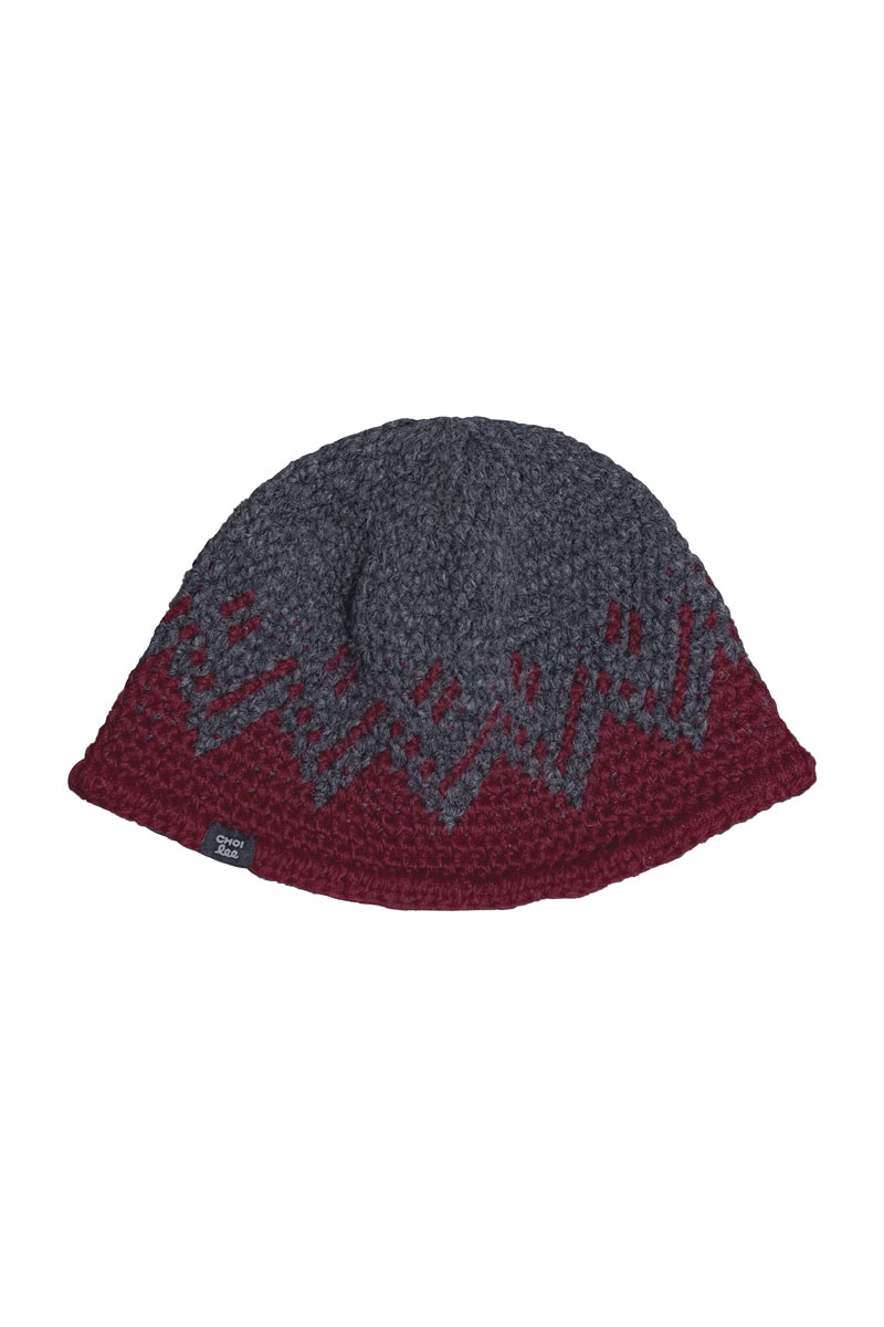 Snow Crochet Beanie (Red&amp;Grey)