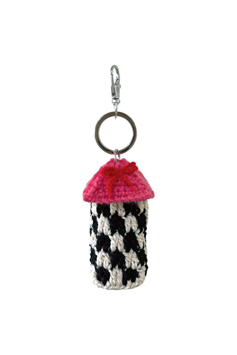 HOME SWEET HOME keyring _ Red Ribbon (Pink)